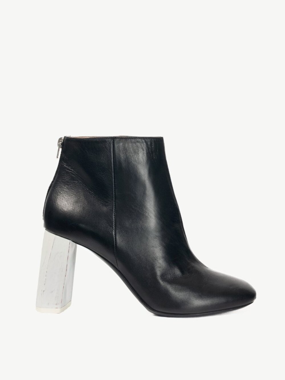 Acne Studios Claudine Black & Off-White Enamel-Heel Boots